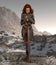 Savage Barbarian Swordswoman Poses Forsaken
