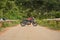 Savanadurga,India - DECEMBER 31, 2018: Bajaj Pulsar 200 NS parked at the center of the road