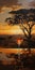 Savanna Sunset: Wine Glass On Rock - Inspired By Rob Hefferan And Hiroshi Nagai