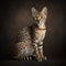 Savannah cat breed portrait in studio, ultra realistic, Generative Ai