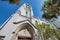 SAVANNAH, GA - APRIL 2, 2018: Cty Church surrounded by trees. The city attracts 5 million tourists annually
