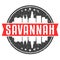 Savannah, GA, USA Round Travel Stamp. Icon Skyline City Design. Seal Tourism Vector Badge Illustration.