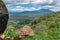 Savannah Grassland landscape against a mountain background, Mount Longido, Tanzania