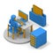 Save the data to storage. Document data and file folders. Security and hard disk. isometric