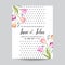 Save the Date Greeting Card with Blossom Tulips Flowers. Wedding Invitation, Anniversary Party, RSVP Floral Template