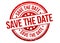 Save the Date Stamp Button Banner Badge in red. Eps10 Vector
