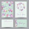 Save the Date Wedding Invitation Template with Spring Dogwood Flowers. Romantic Floral Greeting Card Set for Celebration