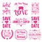 Save The Date Wedding Typographic Badge Label Design Invitation love Set