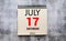 Save the Date written on a calendar - July 17