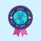 Save the Earth badge. Environmental conservation concept.