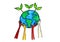 Save the earth concept. saving energy and recycle to save the world. hand draw crayon earth