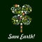 Save Earth poster, environment protection symbol