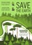 Save Earth poster with green nature ecology tree