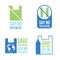 Save the earth Say no to plastic banner concept with plastic bag and plastic bottle sign vector set design