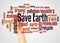 Save earth word cloud and hand with marker concept