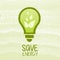 Save energy and bulb symbol with leaf signs over green grunge ba