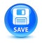 Save (floppy disk icon) glassy cyan blue round button
