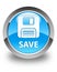 Save (floppy disk icon) glossy cyan blue round button