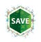 Save floral plants pattern green hexagon button