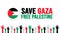 save Gaza free Palestine typography concept background design template with Palestine national flag.