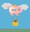 Save and invest your money to be able to plan your our your company future. Pink piggy bank. Vector illustration.