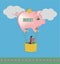 Save and invest your money to be able to plan your our your company future. Pink piggy bank. Vector illustration.