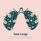 Save lungs illustration concept with flowers, ecology vector design, clean earth