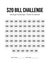 Save money challenge, Save 20 bill challenge, Monthly Budget Tracker