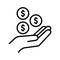 Save money icon. Earn money, invest finance, hand holding coin