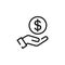 Save money icon, salary money, invest finance, hand holding dollar icon vector illustration logo template