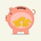 Save money inside piggy bank vector illustration