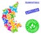 Save Nature Collage of Map of Karnataka State with Butterflies and Distress Watermarks