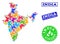 Save Nature Composition of Map of India with Butterflies and Grunge Stamps