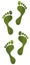Save nature concept - green leaf human footprints