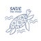 Save the Ocean, sea turtles crying for help. Sketch for your design