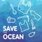 Save the ocean square vector image. The plastic free zero waste environment protection vector desing for a poster, flyer
