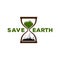 Save Our Earth World Planet , Pine Forest and Industrial City in Hourglass for T Shirt Logo Design