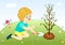 Save our green planet - boy planting tree