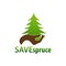 Save Spruce. Illustration hand and spruce icon logo concept design template