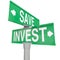 Save Vs Invest Words Two Way Street Signs Investment Choices Opt