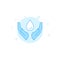 Save water hands flat vector icon. Filled line style. Blue monochrome design. Editable stroke