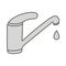 Save water sign. Grey faucet. Dripping tap with drop line icon. Water faucet with large droplet of water. repair water