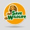 Save Wildlife Emblem with Lion