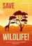 Save wildlife poster flat vector template