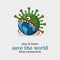 Save the world from coronavirus, virus eating the world light background