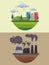 Save the world environmental poster with eco city and factory polluting