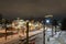 Savelovsky railway station at night, view of the railway tracks