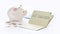 Saving account passbook, book bank and piggy bank