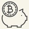 Saving crypto money line icon. Bitcoin piggy bank vector illustration isolated on white. Crypto coin and pig outline