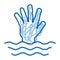 saving drowning man doodle icon hand drawn illustration